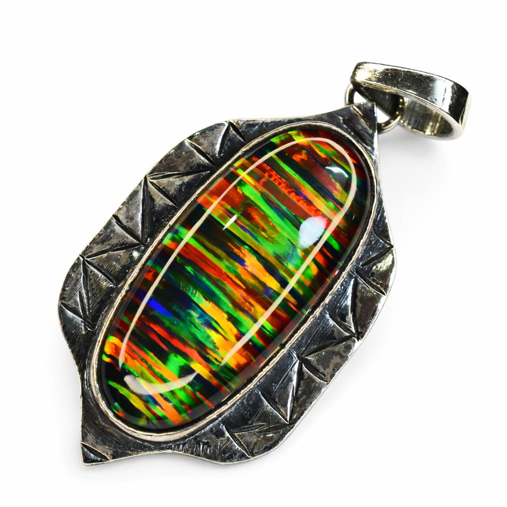 Natural Opal Pendant 40 ct Oval 925 Sterling Silver Gems October Birthstone for Gem Collections