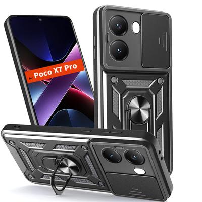 Funda For Xiaomi Poco X7 Pro 5G Case Slide Lens Ring Stand Holder Shockproof Cover for PocoX7pro Pocco Poko Little X 7 Pro X7Pro