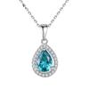 Luxury 925 Silver Pendant Necklace for Women Water Drop Shape with Zircon Trendy Tear Drop Fashion Jewelry Link Chain