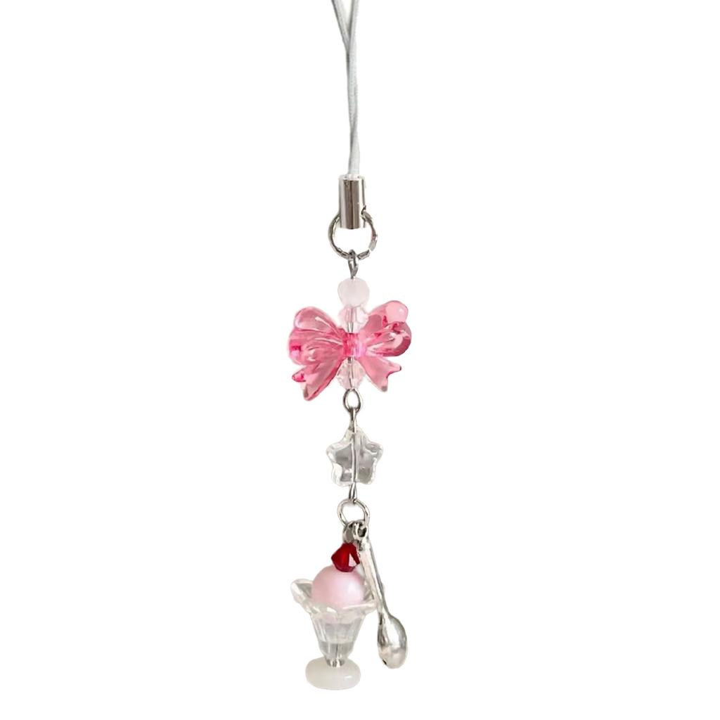 Ice Cream Theme Phone Lanyard Multifunctional Phone Strap Bag Pendant Resin Texture for Fashion Youthful Individuals