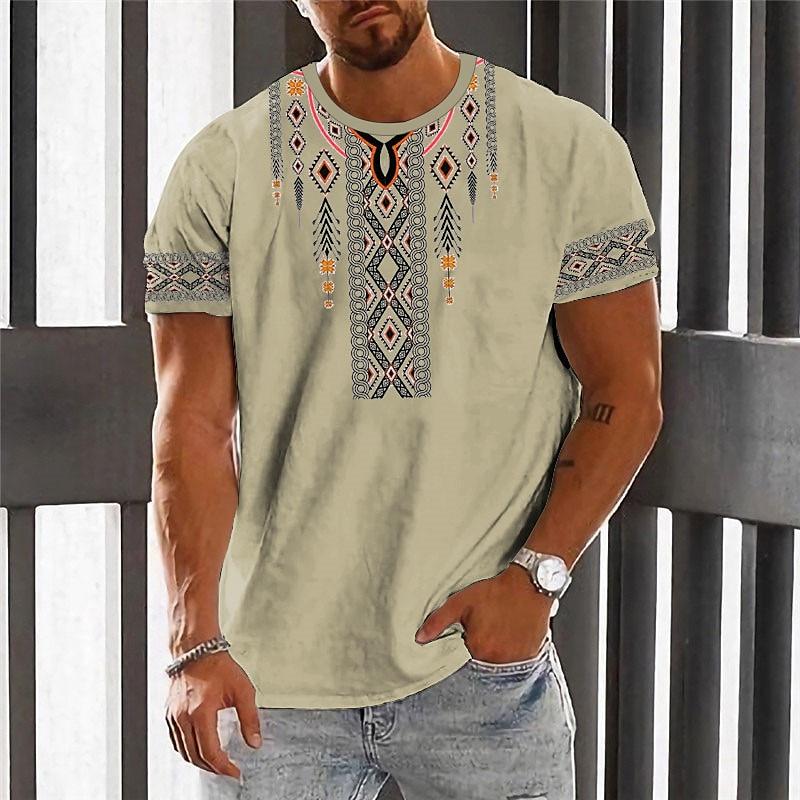 Tricou pentru bărbați la modă Tricou cu imprimeu în stil etnic 3d pentru bărbați, vară, cu uscare rapidă, tricou cu mânecă scurtă, vrac, supradimensionat, îmbrăcăminte pentru bărbați, topuri