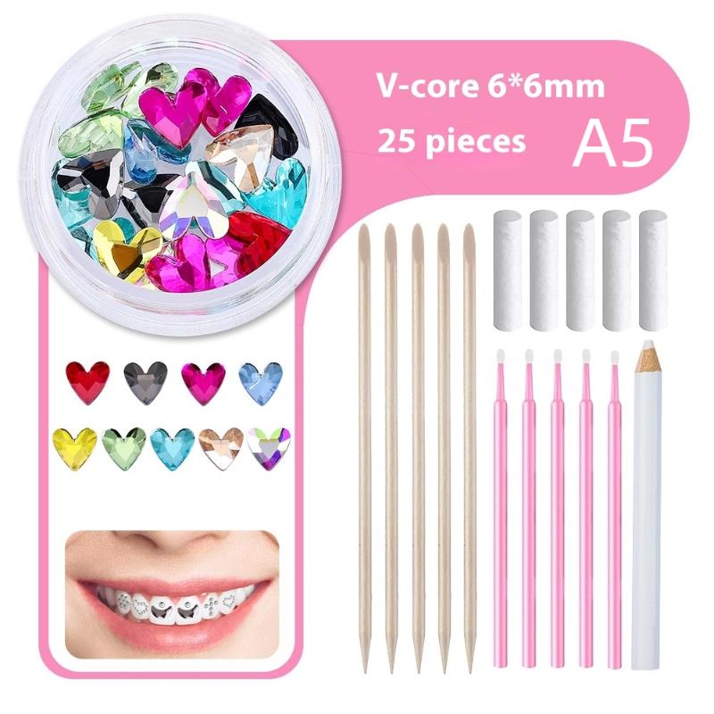 1 Zestaw Dentalne Kryształki na Zęby Kryształowe Szkło Diament Ornament w Kształcie Motyla Narzędzia do DIY Różne Kształty Kolor Ozdoby do Biżuterii na Zęby