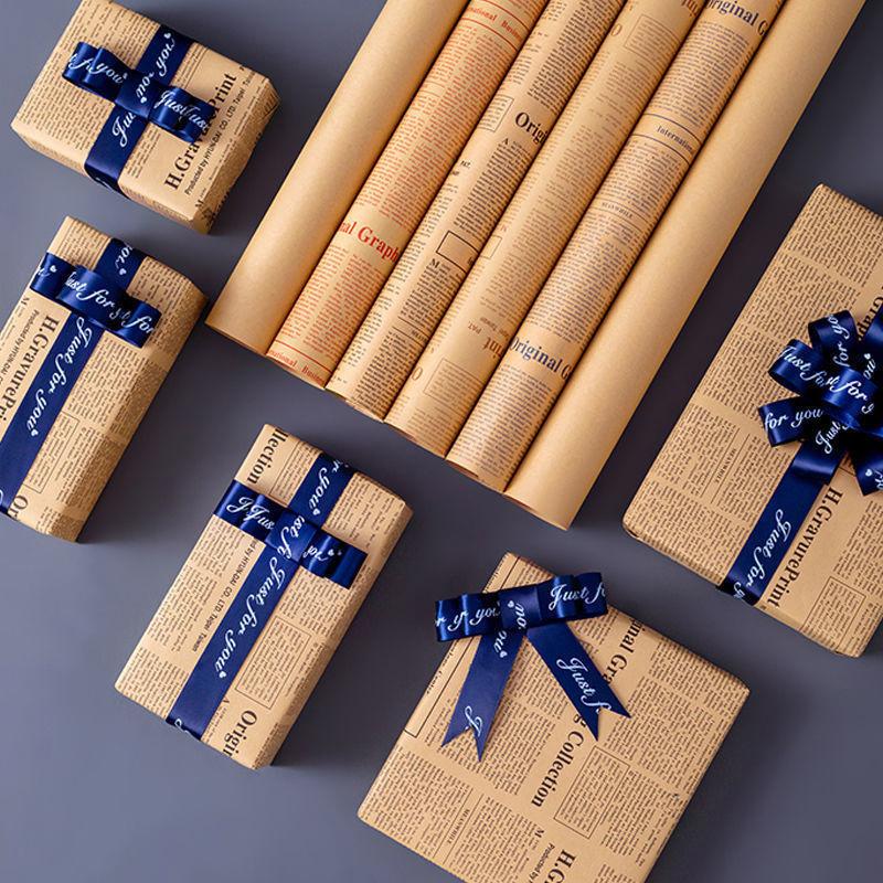 10Sheets Vintage English Newspaper Kraft Paper Brown Kraft Outer Wrapping Paper For Gifts Packaging Flower Wrapping Paper