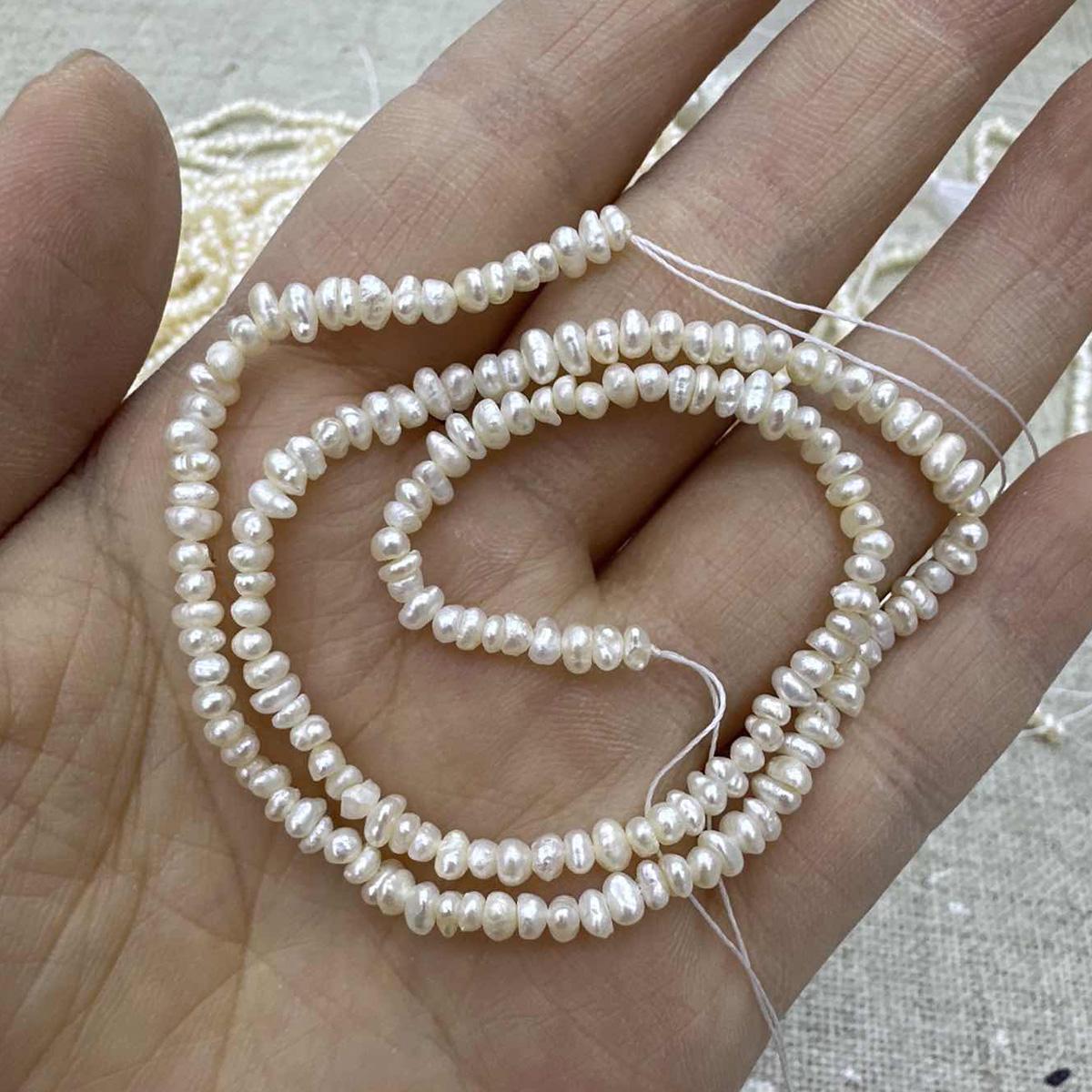 

1 нить, Белые натуральные пресноводные жемчужные бусины-рондели, Ручная работа, для изготовления ювелирных изделий, поделок DIY (Бусины 3-3,5 мм, Длина 36 см) 1String/3-3.5mm-36cm белый
