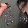 European and American Round Thread Hollow Layered Round Earrings Versatile Earrings Light Luxury Earrings Women
