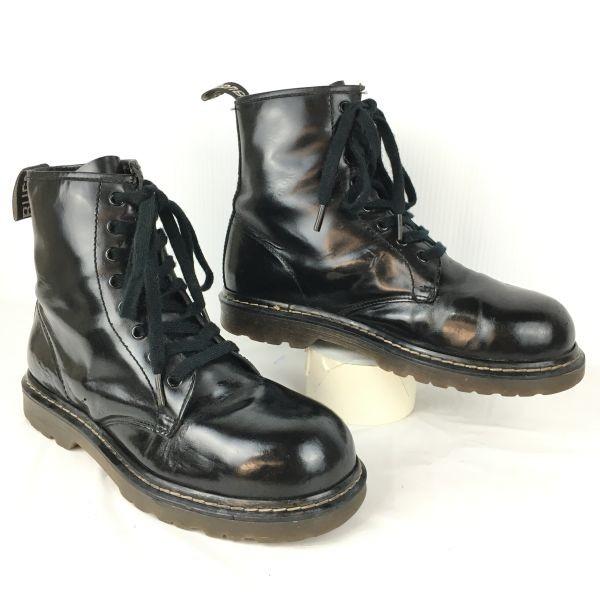 

Франция Винтаж Багги Стальной Носок Короткие Ботинки 41 25.5-26.0 Черный Боевой Офицер