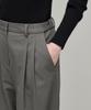 MUSINSA STANDARD WOMAN Women'S Heavyweight Fleece-Lined High-Waisted Wide Hidden Elastic Waist Slacks [Warm Gray]