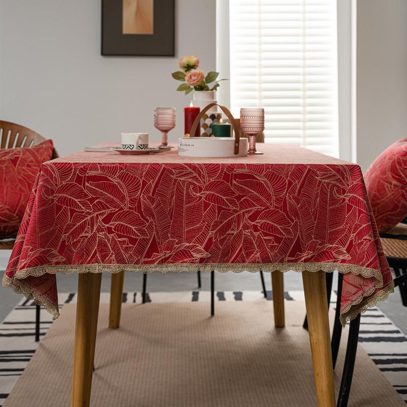 Водонепроницаемая скатерть для свадебного торжества с золотым кружевным краем — фото 6