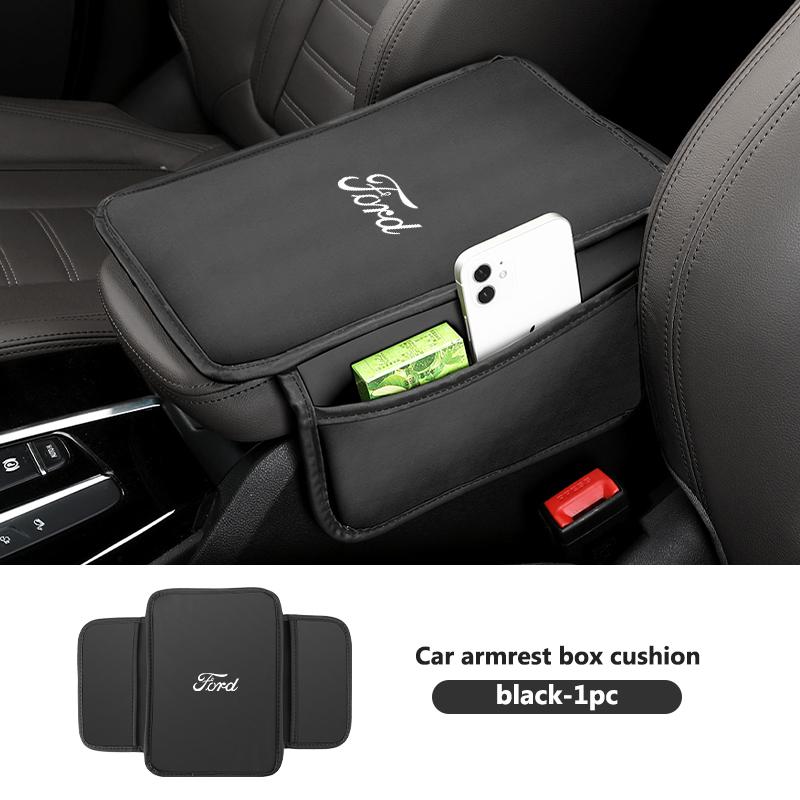 For Ford Nappa Leather Car Armrest Box Cushion Soft Sponge Interior Accessory Focus mk2 mk3 mk4 Fiesta Ranger Mondeo S-MAX Kuga