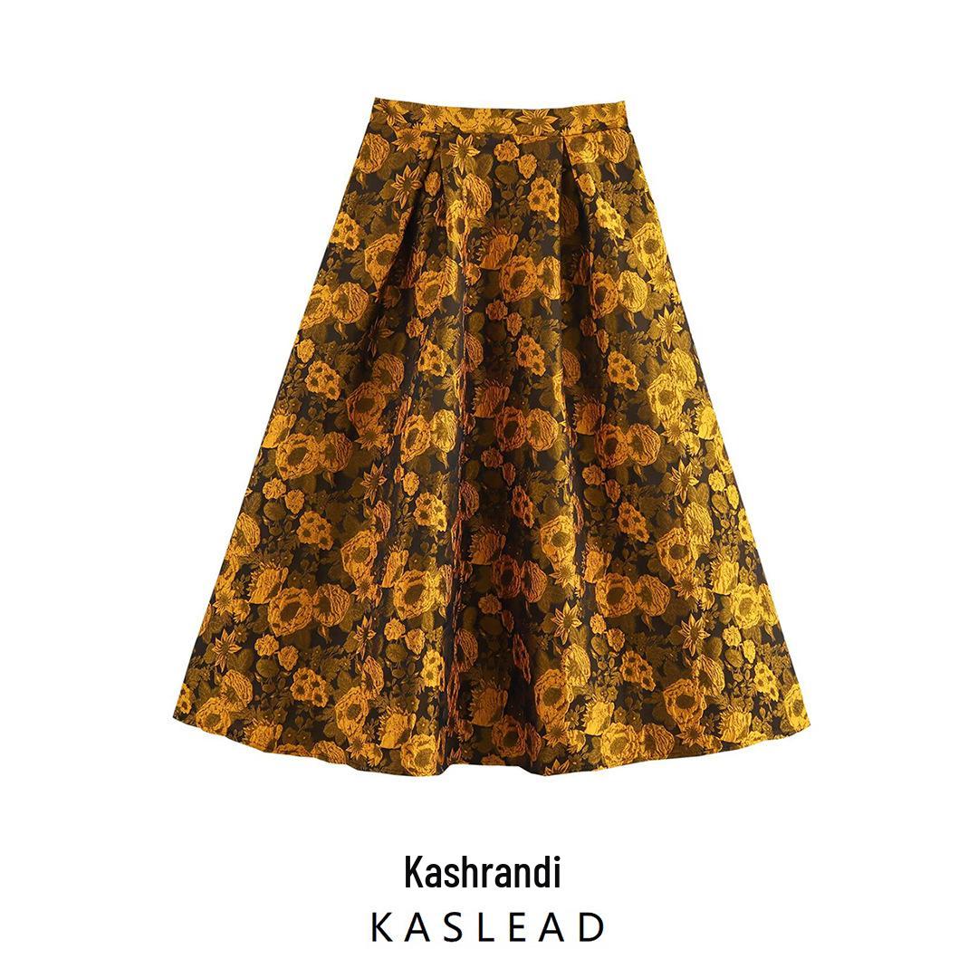 

2025 Spring Women s Fashionable European & American Style Jacquard Long Skirt L