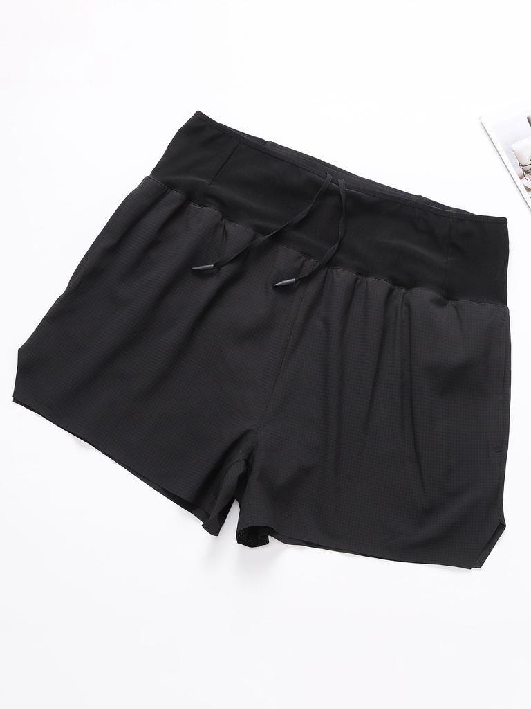 Men Sports Shorts with Liner Zipper Pocket Waistband Quick Dry Running Cycling Fitness Shorts