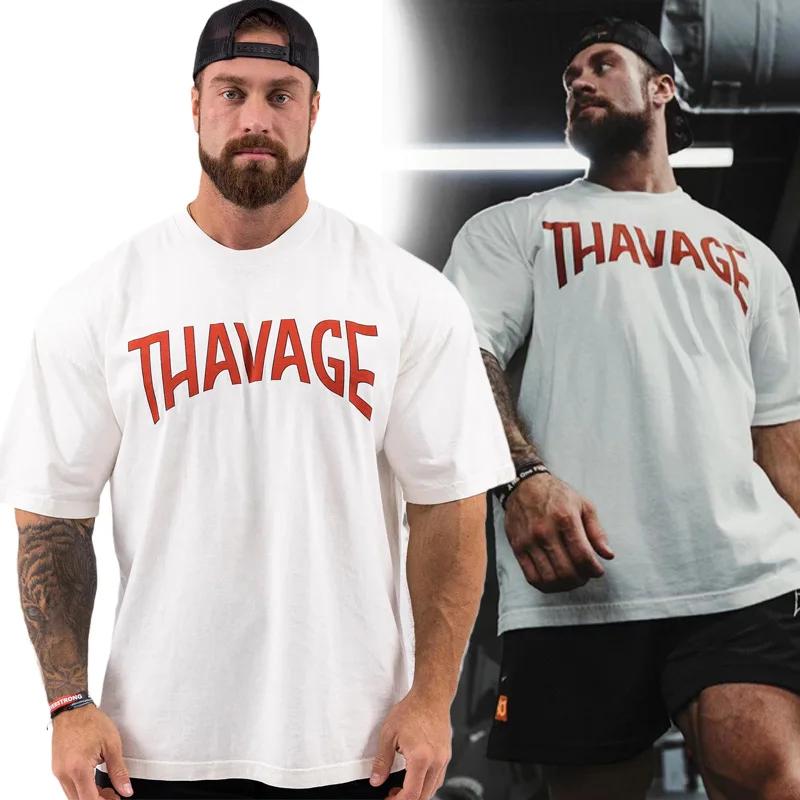 

2025 100% хлопок мужская модная футболка с принтом букв высокого качества фитнес уличная одежда летний повседневный топ с круглым вырезом оверсайз спортивный 4XL