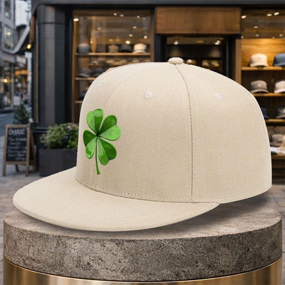 Pc Adjustable Snapback Baseball Cap with Clover Print  Four Clover  Lightweight Unisex Flat Brim Hat Suitable for Golf Trav