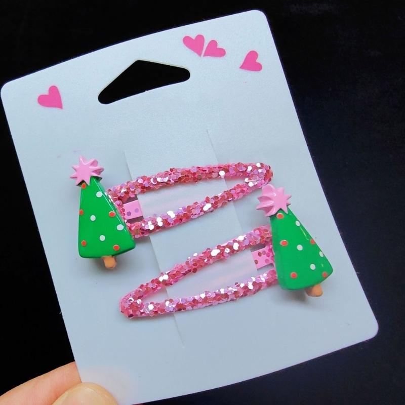 Lovely Christmas Hair Clip Sequined Nonslip Strong Clip Santa/Tree Decors For Christmas Holiday Hair Styling Accessories