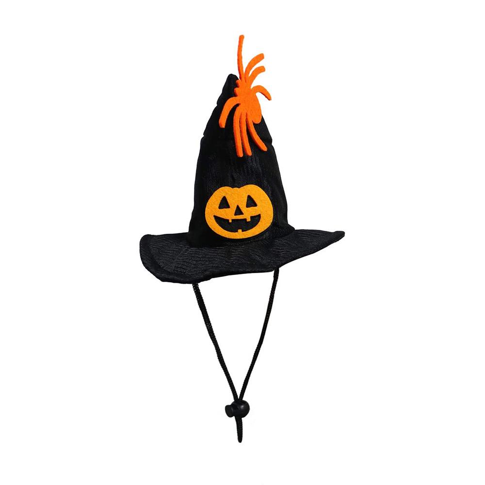 1Pc Halloween Pet Hat Scarf Cat Dog Witch Hat Collar Skull Spider Pumpkin Print Spooky Cosplay Costume Adjustable Bell Accessory