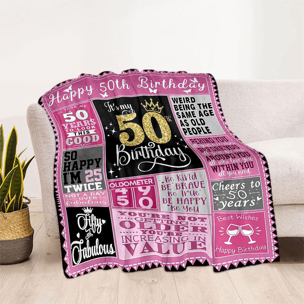 Happy 60th Birthday Floral Blankets Are Suitable for Living Rooms,making Them an Ideal Choice for Outdoor Travel and Gifts.
