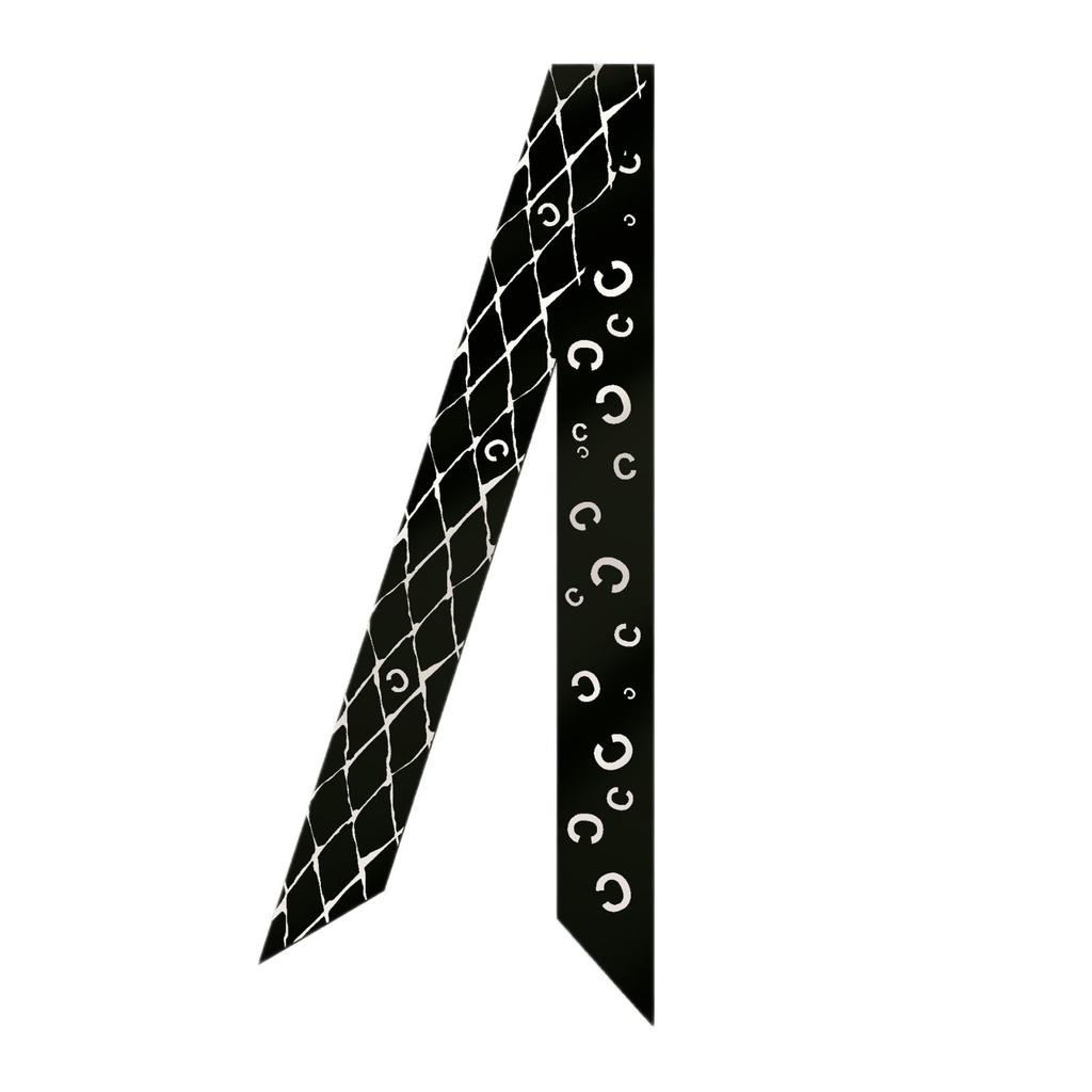 Heavy twill silk scarf, small fragrance style, long strip, thin tie bag, ribbon decorative streamer, neck band, hair band double C