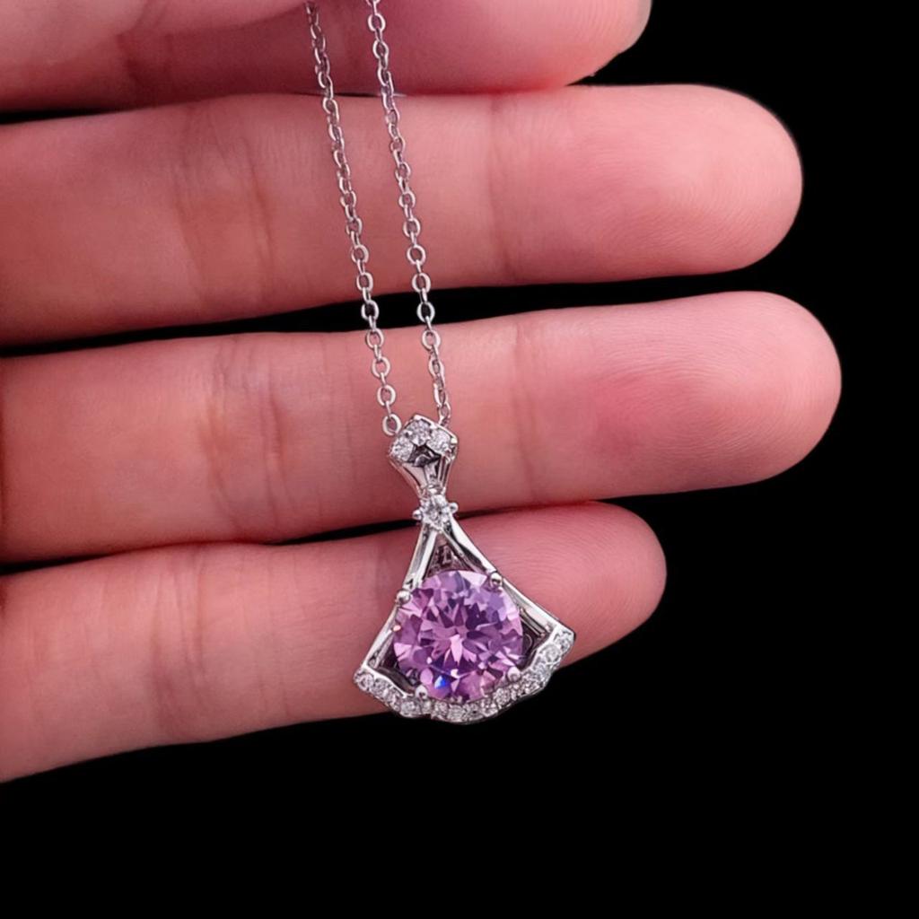 Classic Small Skirt Necklace Female Simulation Zircon Collarbone Chain Eight Hearts Eight Arrows Micro Inlaid Pendant