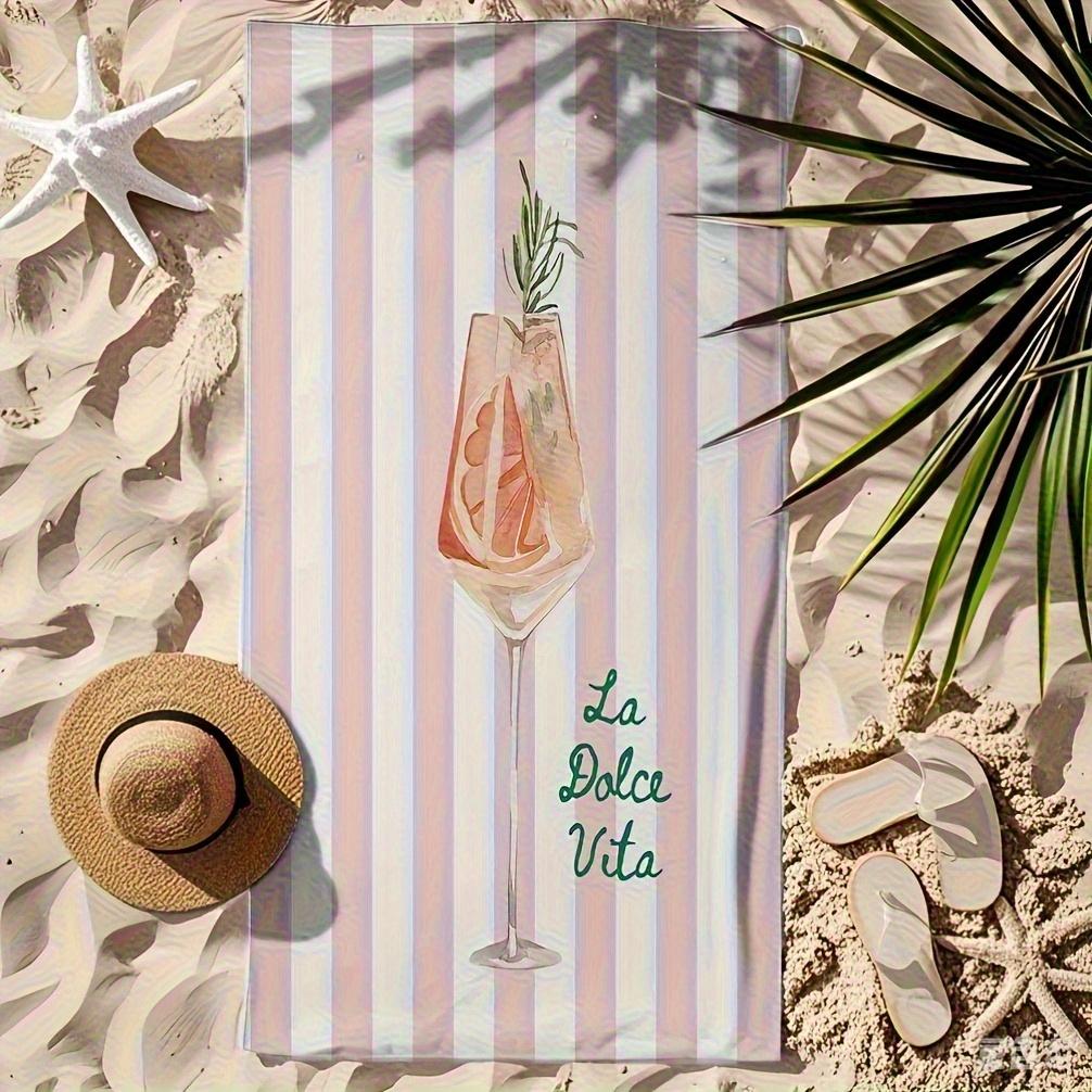 Italian "Sweet Life" Romantic Seaside Towel, Quick Drying Soft for Summer Beach Pool Travel Party