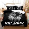 RIP DMX Duvet Cover + 2 Pillowcases, Hip Hop Legend Memorial Print Bedding Set Fans Unique Memorial Design Bedroom Bedding Set