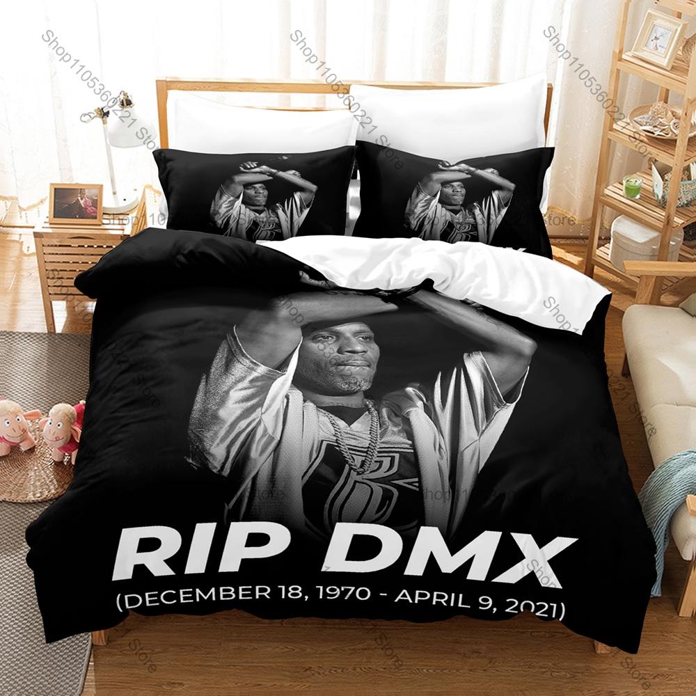RIP DMX Duvet Cover + 2 Pillowcases, Hip Hop Legend Memorial Print Bedding Set Fans Unique Memorial Design Bedroom Bedding Set