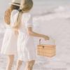 Bamboo Basket Lidded Handwoven Handle Food Fruit Storage Moon Cake Gift Picnic Basket Portable Design Moon Cake Baskets