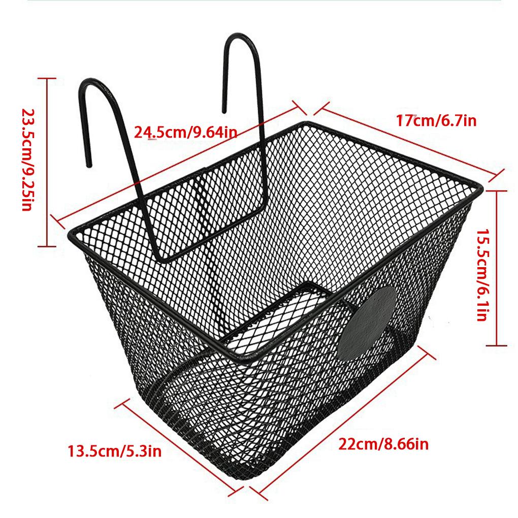 Large Capacity Metal Bike Basket Front Handlebar Shopping Storage E-Bike Basket Bike Baskets Rear Rack for Outdoor Shopping