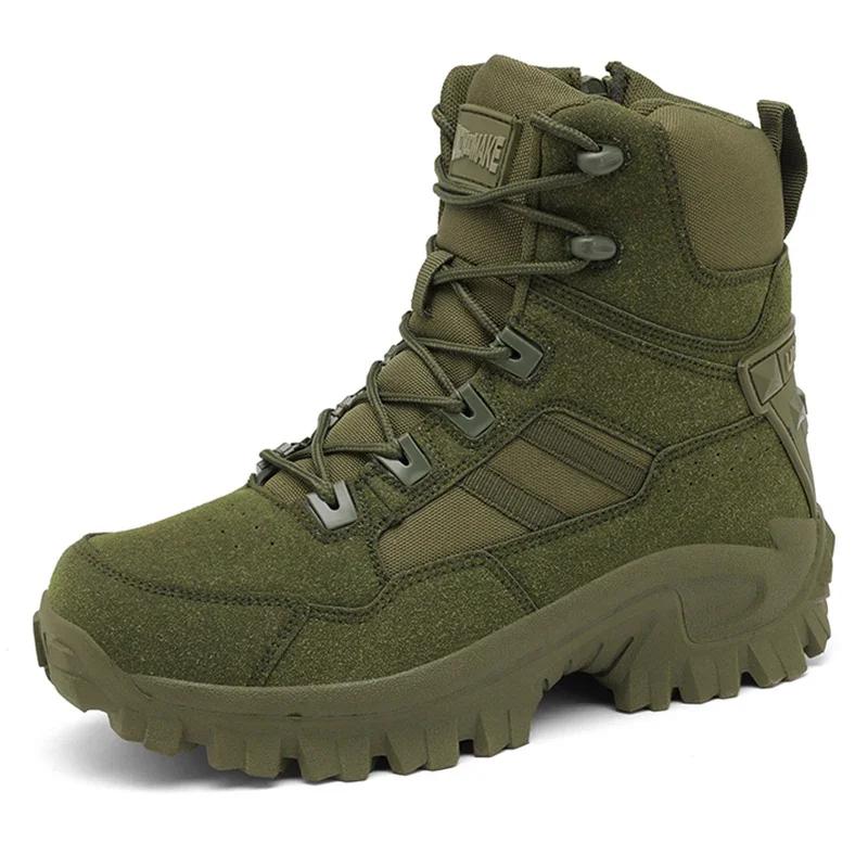 Men Climbing Shoes Tactical Boots Waterproof Military High Quality Motorcycle Hunting Hiking Shoes Breathable Army Boot Brand