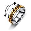 Silver Anti-Stress Ring Rotating Gold Chain Size 20