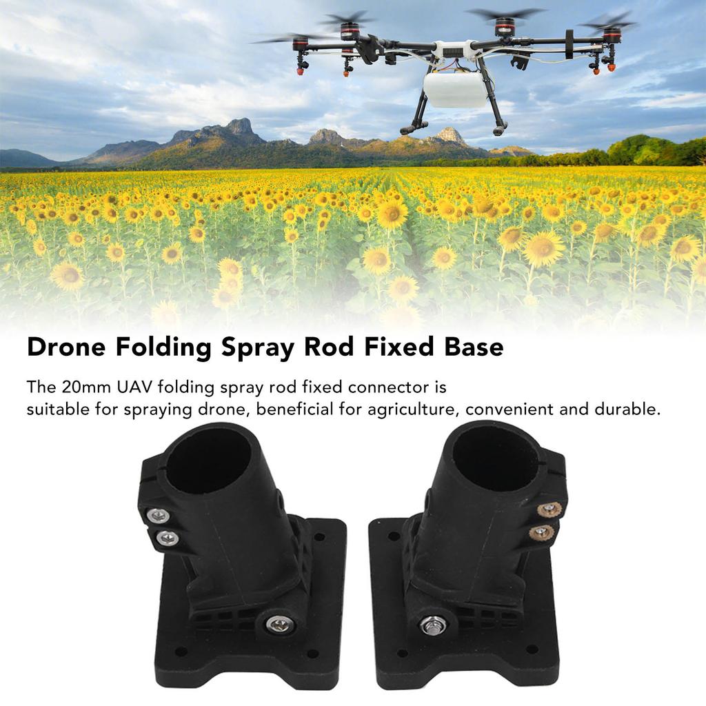 2Pcs Drone Folding Spray Rod Fixed Base Parts Black 20mm Nylon Aluminum Alloy Connector for Spraying Drone