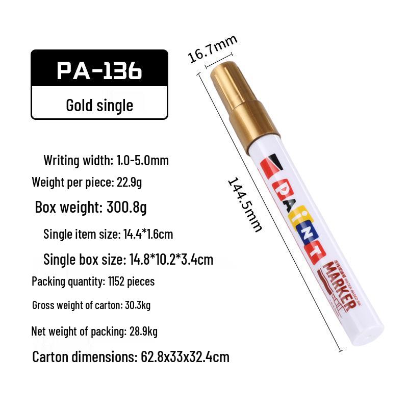 Waterproof Quick-Dry Fade-Resistant Paint Pen for Tires, Graffiti, Metal Touch-Ups, and Construction Marking