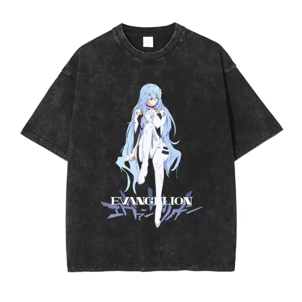 

Oversized Men s T Shirts Clothes EVA Anime Streetwear Brand Vintage Washed Women Short Sleeved Tee Casual Tops Summer Hiphop S