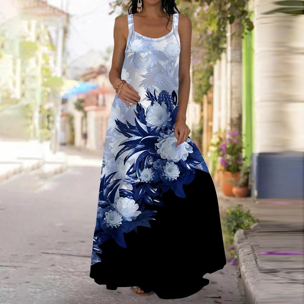 Women's Slip Dress Maxi Long Dress Purple Plum Blossom Print Dress Spring & Summer Leisure Vacation