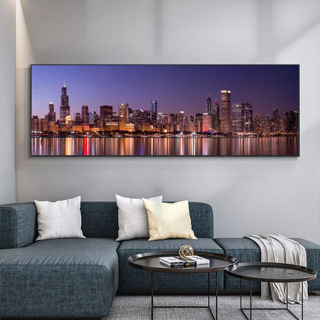 Modern Landscape New York City Night View Canvas Painting Posters and Prints Wall Pictures For Living Room Home Decor No Frame
