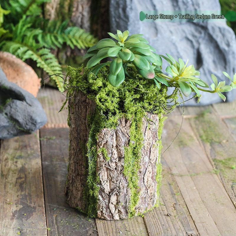 Forest Style Artificial Tree Stump with Moss Bark - Kindergarten and Country Style Decorative Ornament, Perfect for Landscaping or Inserting Flowers.