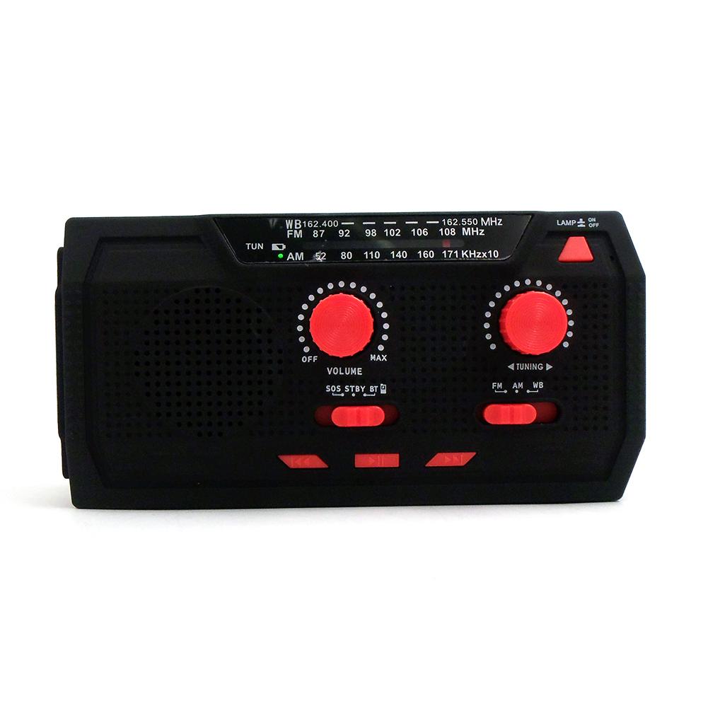 AM/FM/WB Hand Crank Solar Powered Radio 2000mAh Battery Hand Crank Radio LED Reading Flashlight Support TF USB Flash Disk/player