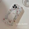 Korean Flower Rabbit Suitable for Iphone13 Apple 14 Mobile Phone Case 11 Cute Girl 15pro Max Bracket 16 Transparent