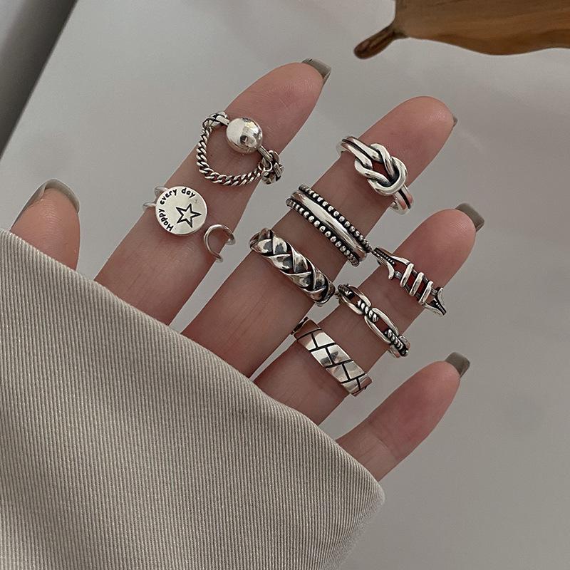 Korean Style Retro Star Twist Geometric Irregular Women's Open Ring