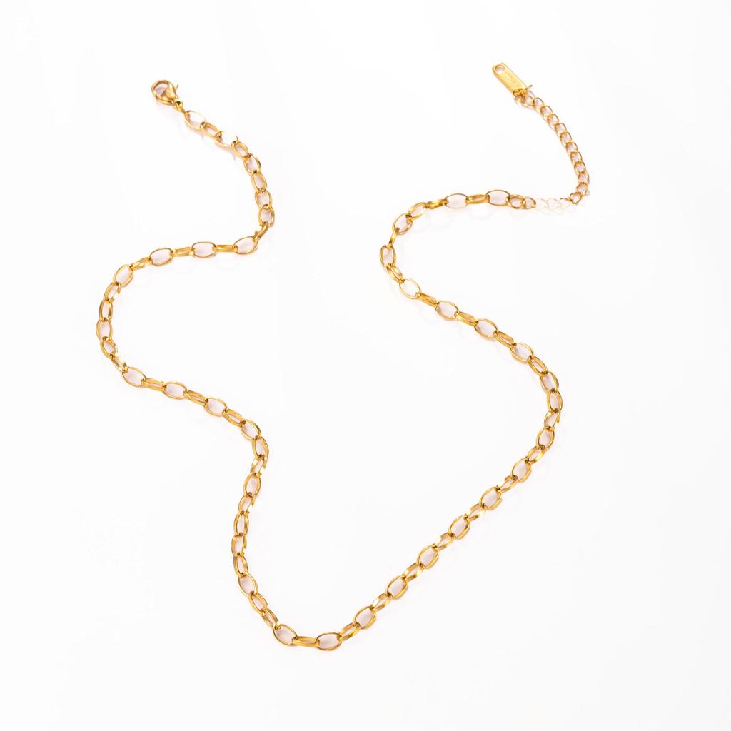 18K Gold-Plated Titanium Steel Cross Necklace with Stainless Steel Chain