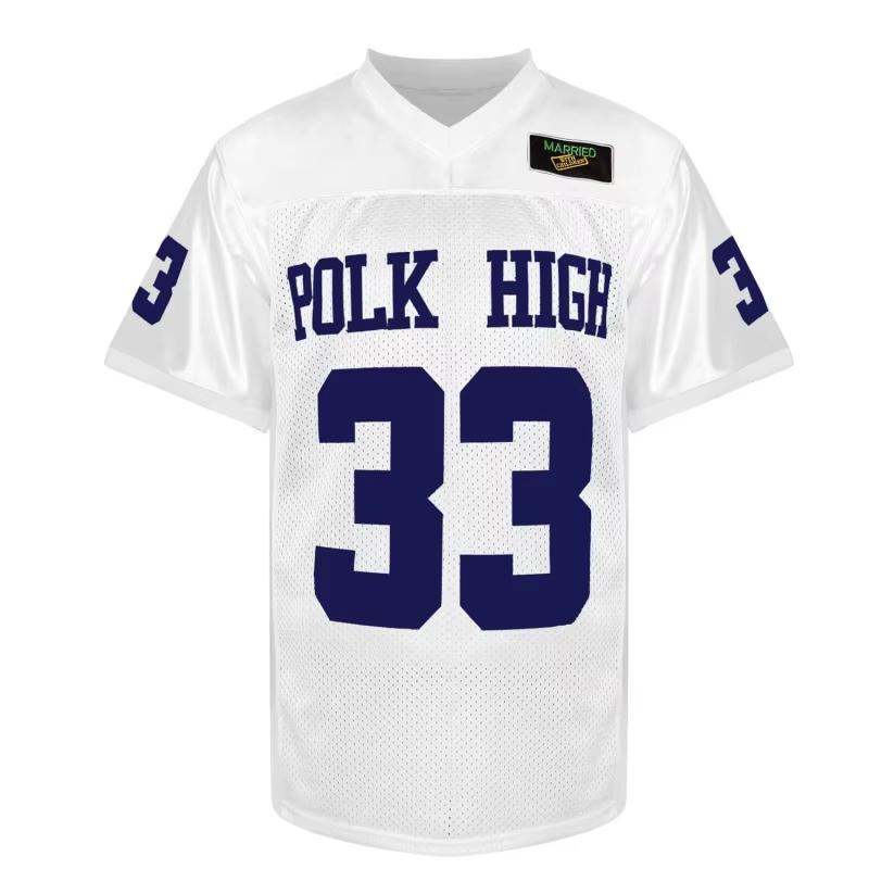 POLK HIGH BUNDY Football Jersey Mens Outdoor American Clothing Soccer Tops Married With Children TV Sewing Jerseys Blue