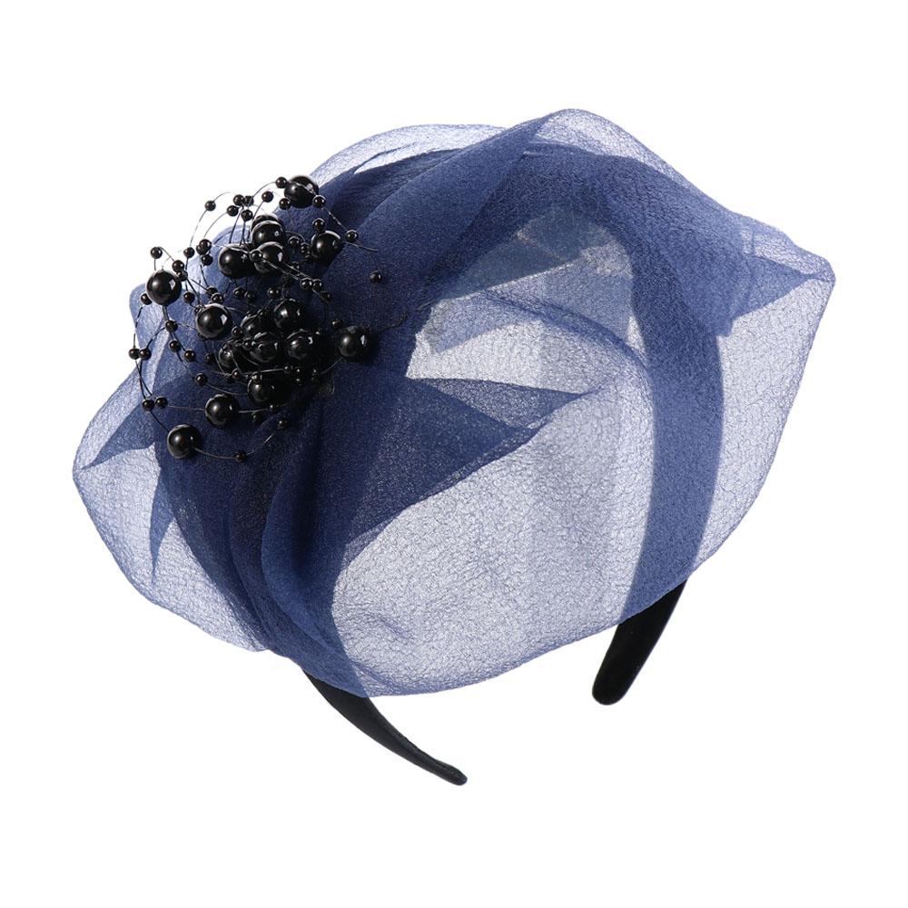 Simple Bead Yarn Half Hat Headband Mesh Plastic Mesh Hair Hoop French Style Headdress Hat Shape Hairband Dinner