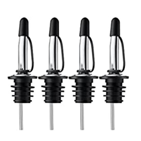 

4шт. Разливщики для бутылок. Герметичные герметичные многоразовые конические пробки для бутылок с пылезащитной крышкой. Разливщики для ликера из нержавеющей стали. Барная посуда, аксессуары для вина. 4pcs