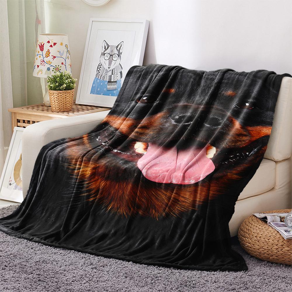 1Pc 3D Dog Puzzle Print Flannel Blanket, High quality Comfortable for All Seasons, Home Decor, Warmth and Comfort, Perfect for Gifts