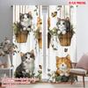 2pcs,2D Plane Printing Light Filtering Curtains Potted Kittens (2) Versatile Durable Polyester (without Rod) Holiday Ldeal for
