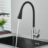 360 Roterende Flexibele Keuken Wastafel Kraan Enkele Handgreep Gepolijst Chroom Zwart Koud En Warm Water Mengkraan