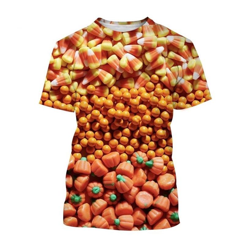 Kids Girl Lollipop 3D Printed Short Sleeved T-shirt Summer Breathable Polyester Simple Round Neck Top