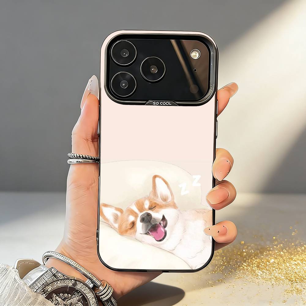 C-Cute Corgi Phone Case For iPhone17 16 15 14 13 12 Pro Max Grey Black Matte Laser Metallic Aurora Funda