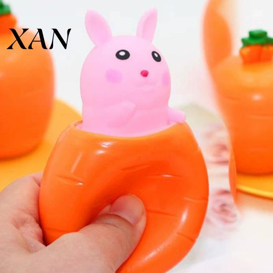 Soft Rubber Squeeze Toy Carrot Rabbit Fidget Toys Easter Cute Bunny Stress Relief Sensory Anxiety Birthday Party Favors for Autistic Children