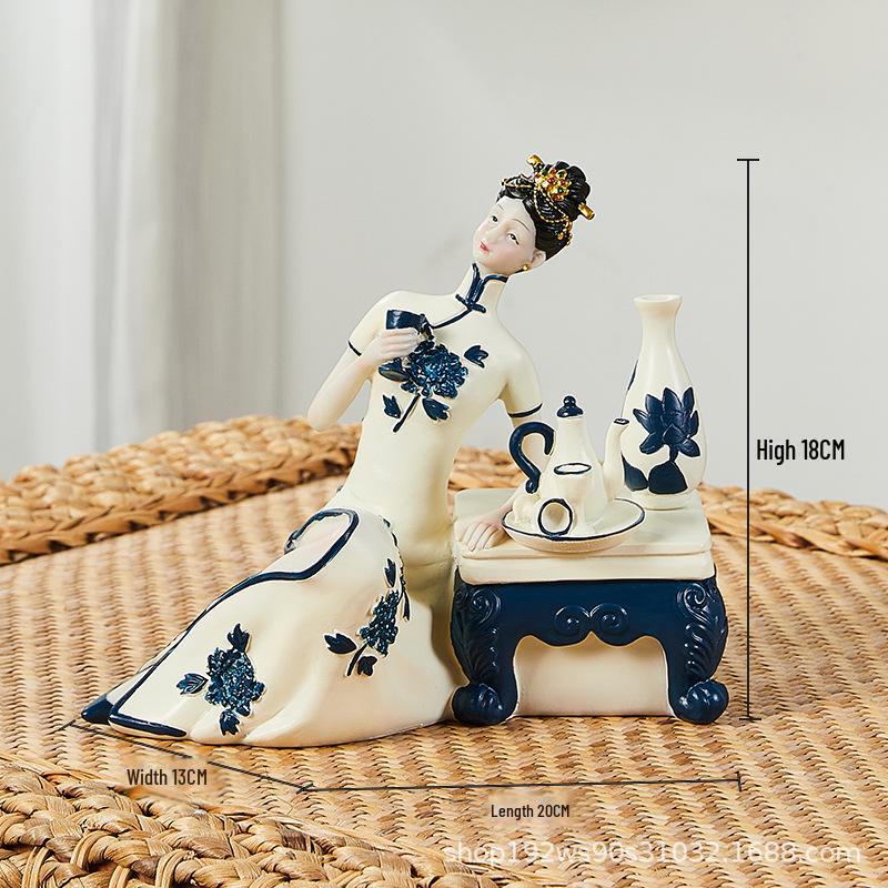 Elegant Retro Chinese Art Decor: Ladies' Ancient Figures for Living Room and Porch
