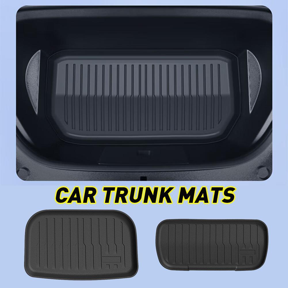 Für Tesla Neueinführung 2025 Kofferraummatte vorne und hinten TPE Teppich Wasserdichte wetterfeste Matten Ober- und Unterschicht Matten